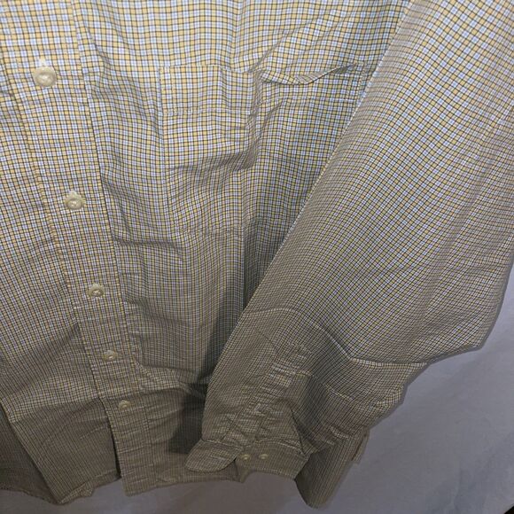 Brooks Brothers 346 Men’s Dress Shirt Size Large Yellow Blue Striped Business - Picture 7 of 12